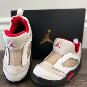 Slip on Jordan Kids Sneakers - White, Red, and Tan